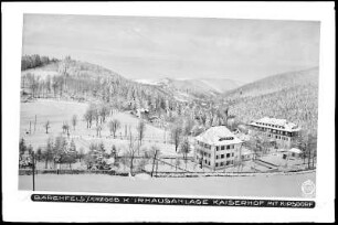 Bärenfels im Erzgebirge, Kurhausanlage Kaiserhof mit Kipsdorf, im Winter