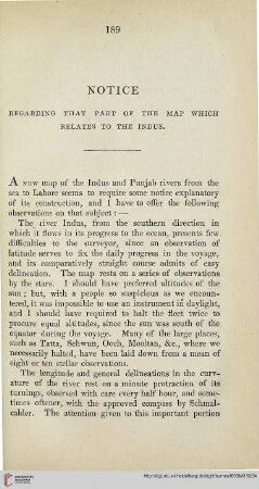Notice regarding the Map of the Indus