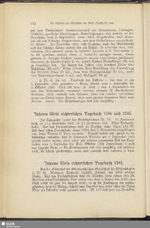 Johann Wels richterliches Tagebuch 1594 und 1595