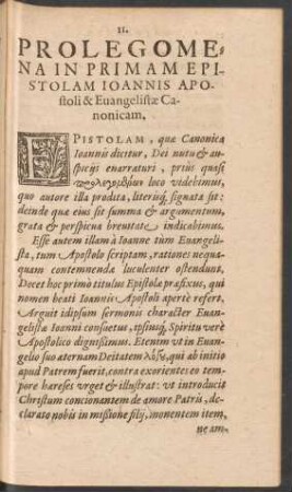 Prolegomena In Primam Epistolam Ioannis Apostoli & Evangelistae Canonicam.