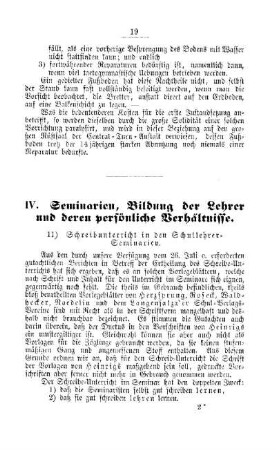 Schreibunterricht in den Schullehrer-Seminarien : [IV. Seminarien, Bildung der Lehrer und deren persönliche Verhältnisse]