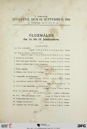 Ölgemälde des 16. bis 18. Jahrhunderts (Nr. 1-182)