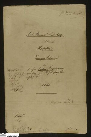 Vermögensaufnahme der ledigen Sophie (Sophia) Kugelmann aus Käfertal, Tochter der verlebten Johann Kugelmann'schen Eheleute, zum Behuf (Zweck) ihrer Verehelichung