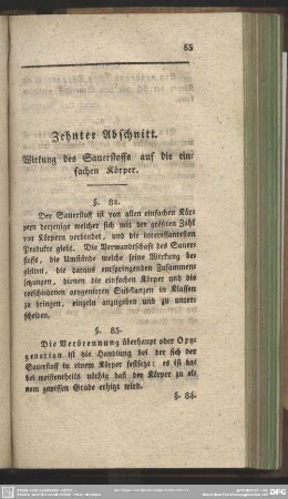 Zehnter Abschnitt. Wirkung des Sauerstoffs auf die einfachen Körper