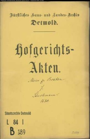 Bexten, Bartold, Meier zu, und Tönies Meier zu Lückhausen gegen Franz Stuckmann - Bürgschaft