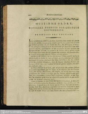 Huitieme Ordre. Matieres Fondues Par Les Feux Souterreins