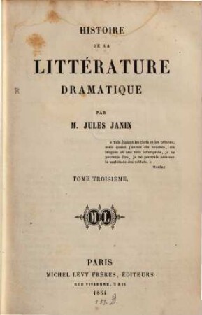 Histoire de la littérature dramatique, 3