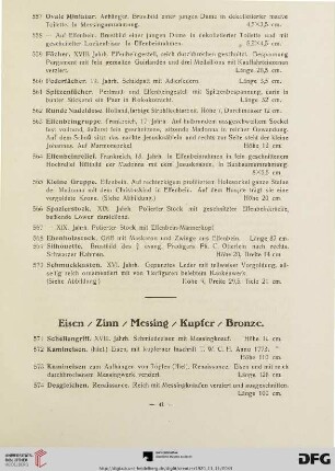 Eisen/ Zinn/ Messing/ Kupfer/ Bronze (Nr. 571-640)