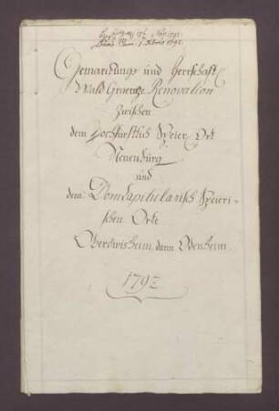 Protokoll über die Grenzbegehung und Grenzerneuerung zwischen Neuenbürg und Oberöwisheim (Waldgrenze).