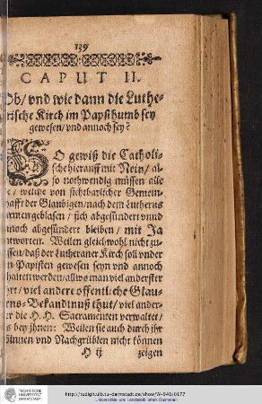 CAPUT II. Ob/vnd wie dann die Lutherische Kirch im Papsthumb sey gewesen/vnd annoch sey?