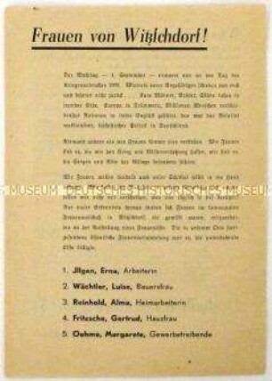Aufruf des kommunalen Frauen-Ausschusses von Witzschdorf zu den Gemeindewahlen 1946
