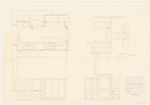 Park Hotel, Posen: Anrichte im 2. Obergeschoss: Grundriss, Ansichten 1:20, Detail