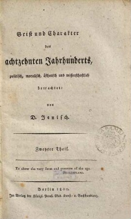 Geist und Charakter des achtzehnten Jahrhunderts, politisch, moralisch, ästhetisch und wissenschaftlich betrachtet, 2. Charakter-Gemählde der Nazionen und Staaten Europens