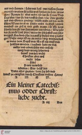Ein kleiner Catechismus odder Christliche zucht