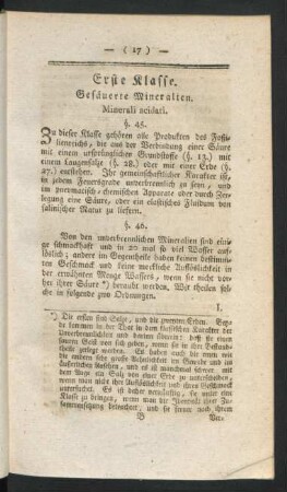 Erste Klasse. Gesäuerte Mineralien. Minerali acidati.