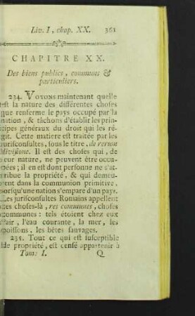 Chapitre XX. Des bins publics, communs & particuliers.