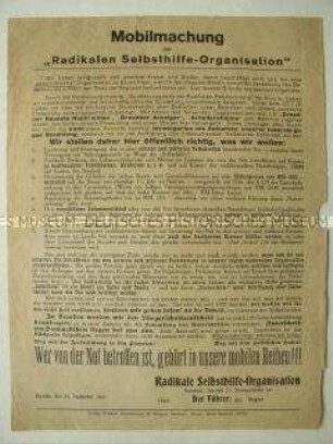 Propagandaflugblatt der Radikalen Selbsthilfe-Organisation