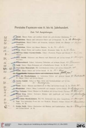 Persische Fayencen vom 11. Bis 16. Jahrhundert (Nr. 1-92)