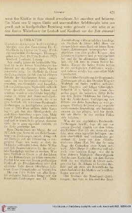 Literatur / Nekrologe / Sammlungen / Ausstellungen / Ausgrabungen / Sitzungsberichte / Öffentliche Kunstpflege / Wettbewerbe / Verschiedenes