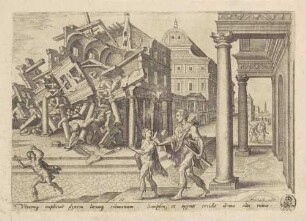 Samson zerstört den Tempel der Philister, Blatt 11 aus der Folge "Das Unglück des jüdischen Volkes"