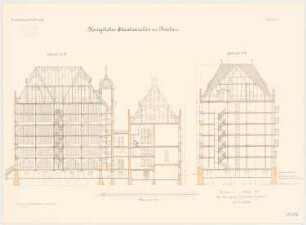 Staatsarchiv, Breslau: Querschnitt Längsschnitt 1:100