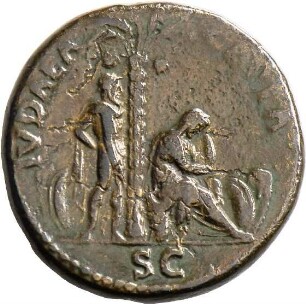 Sesterz des Vespasian mit Darstellung der Iudaea Capta