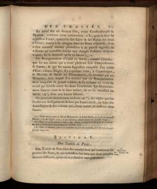 Section V. Des Traités de Paix