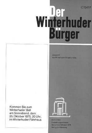 Heft V / 1975 : Zeitschrift des Winterhuder Bürgervereins von 1872 r.V. Heft V / 1975 Erscheinungszeitraum: September/Oktober 1975