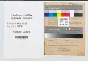 Entnazifizierung Ludwig Kuenzel , geb. 17.04.1900 (Ingenieur)