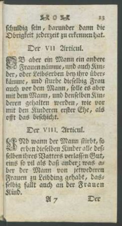 Der VII. Articul