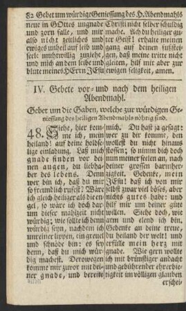 IV. Gebete vor- und nach dem heiligen Abendmahl