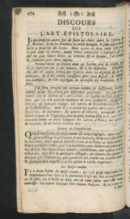 Discours Sur L'Art Epistolaire