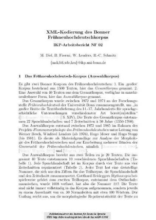 XML-Kodierung des Bonner Frühneuhochdeutschkorpus