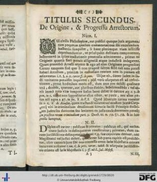Titulus Secundus.