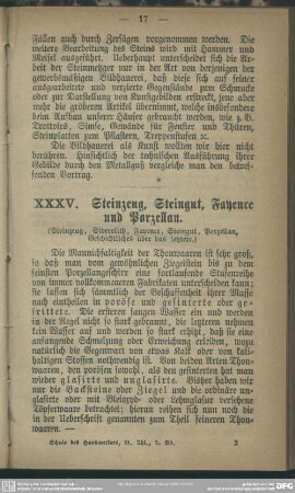 XXXV. Steinzeug, Steingut, Fayence und Porzellan