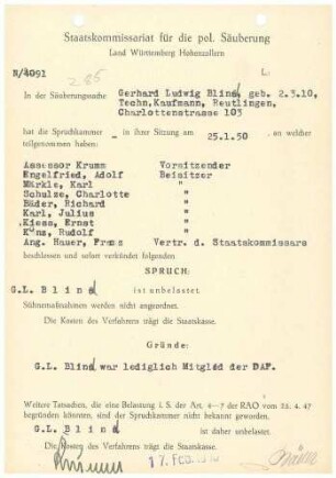 Blind, Gerhard Ludwig