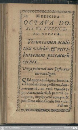 Octava Dosis Ex Versiculo Octavo. Veruntamen oculis tuis videbis, & retribusionem peccatorum cernes