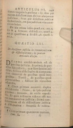 Quaestio LXI. De divisione justitiae in commutativam & distributivam, in quatuor articulos divisa.
