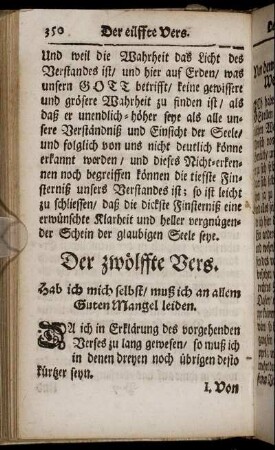 Der zwölfte Vers. Hab ich mich selbst/ muß ich an allem Guten Mangel leiden.