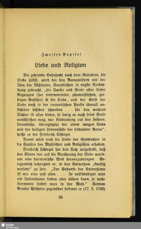Zweites Kapitel: Liebe und Religion