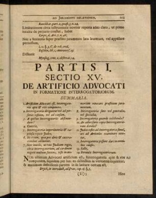 253-261, Sectio XV. De Artificio Advocati in Formatione interrogatoriorum.