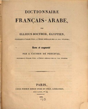 Dictionnaire Français-Arabe, 1 (1828)