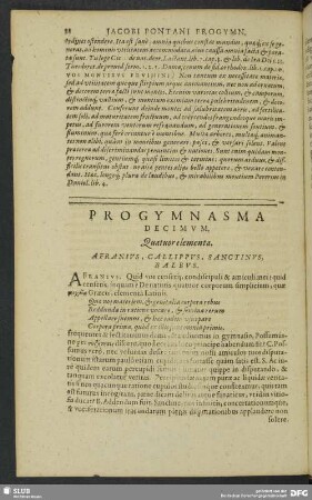 Progymnasma Decimum. Quatuor elementa