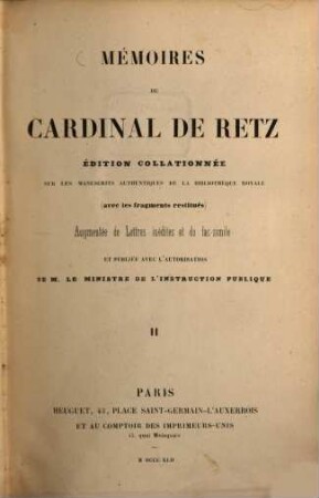 Mémoires du Cardinal de Retz. 2