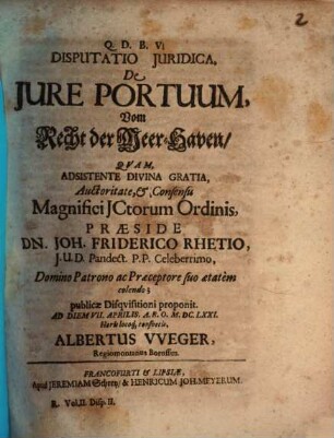 Disp. iur. de iure portuum