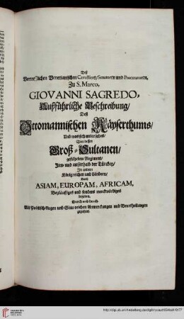 Ausführliche Beschreibung Deß Ottomanischen Kayserthumbs