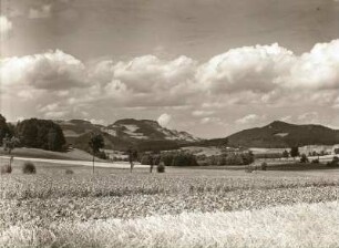 Bober-Katzbach-Gebirge. Blick von der Burgruine Nimmersath (heute: Zamek Niesytno)