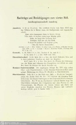 Nachträge und Berichtigungen zum vierten Heft, Amsthauptmannschaft Annaberg
