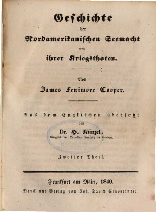 J. F. Coopers sämmtliche Werke, Bdch. 139 - 141 : Th. 2