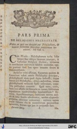 De Religionis Necessitate.